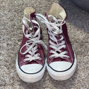 Maroon high top converse